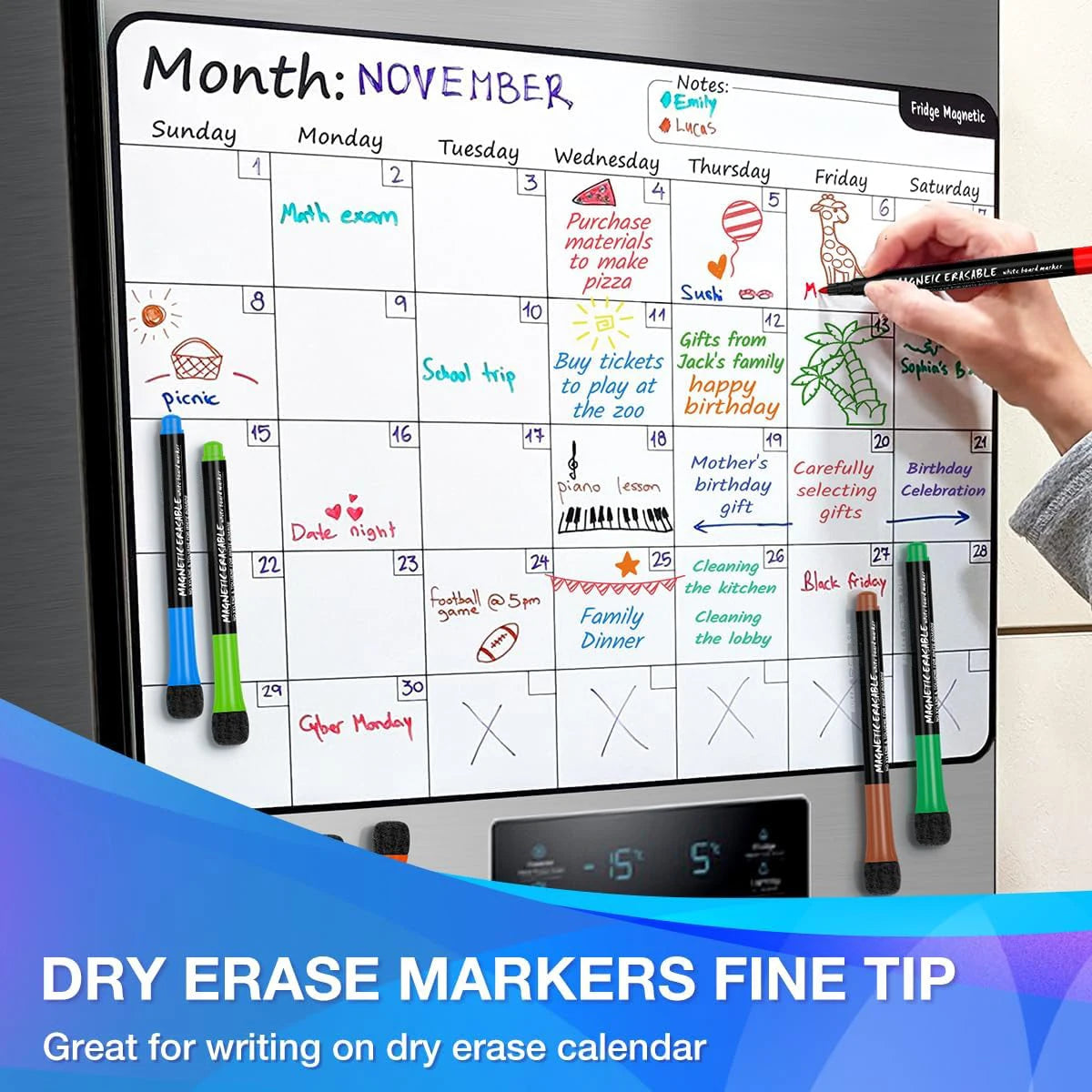 12 Color Magnetic Dry Erase Markers Whiteboard Markers with Eraser Magnetic Whiteboard Markers for School Children Teacher Gift