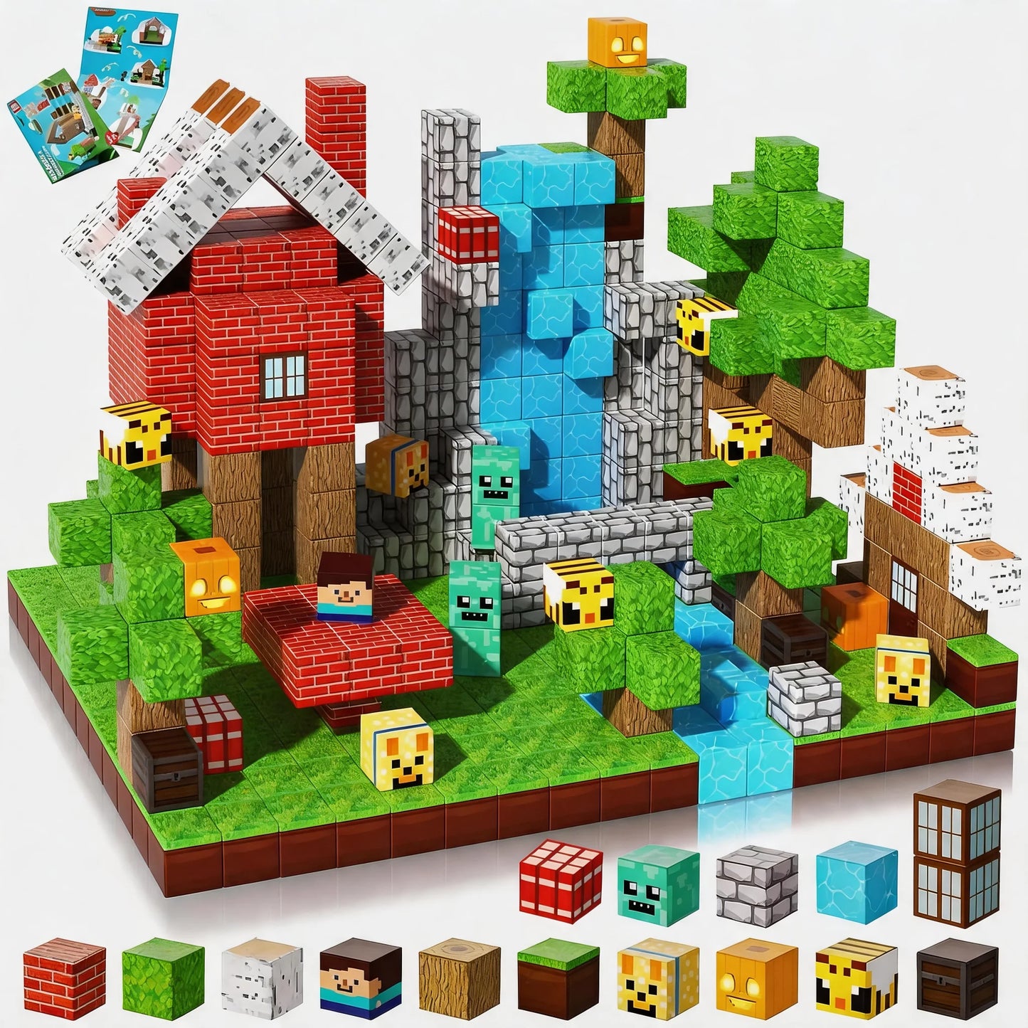 Pixel Mining Magnetic Forest House Cube Building Blocks Set, STEM Educational Sensory Toy, Best Gift for Kids 3+,100PCS