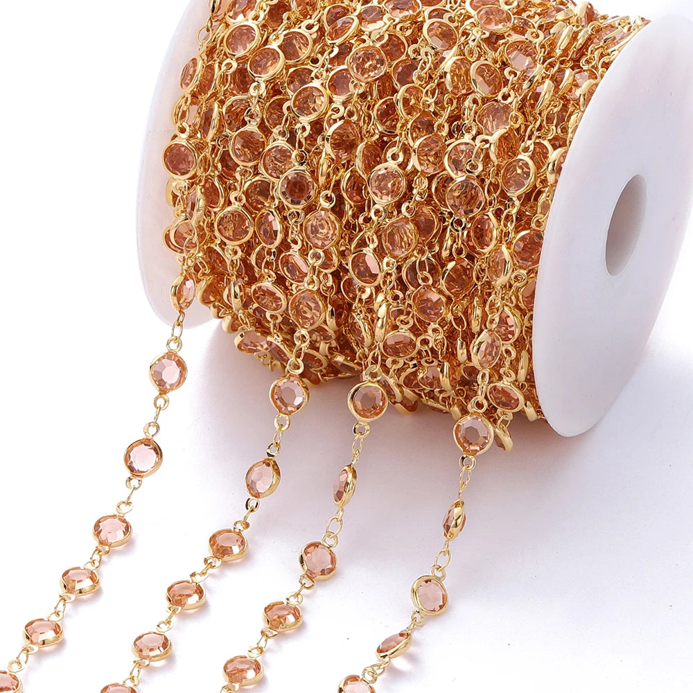 1M Crystal Zircon Stone Chain Colorful Glass Beads Chains For DIY Necklace Bracelet Jewelry Making Supplies Findings