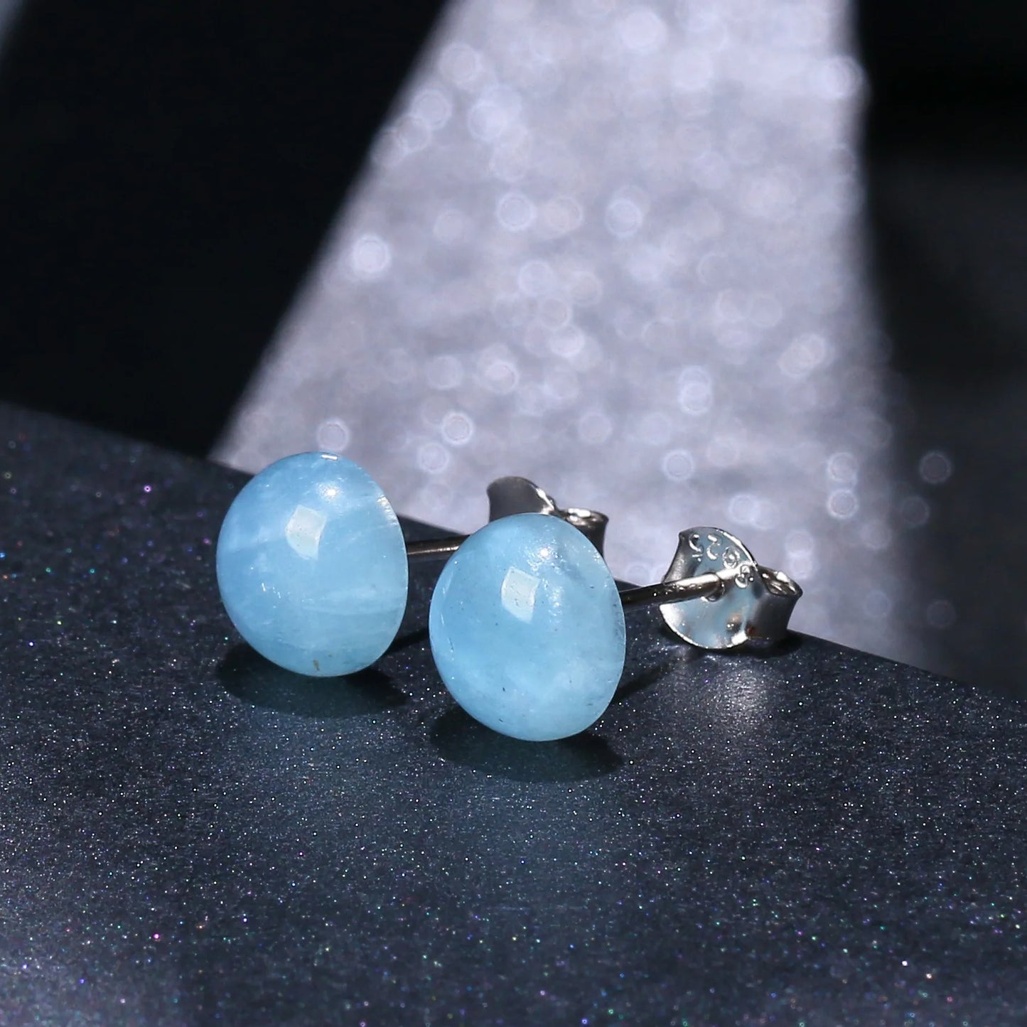 ITSMOS Natural Aquamarine s925 Sterling Silver Ear Studs Geometric Minimalist Luxury Weddings Jewelry Earrings for Women Gift