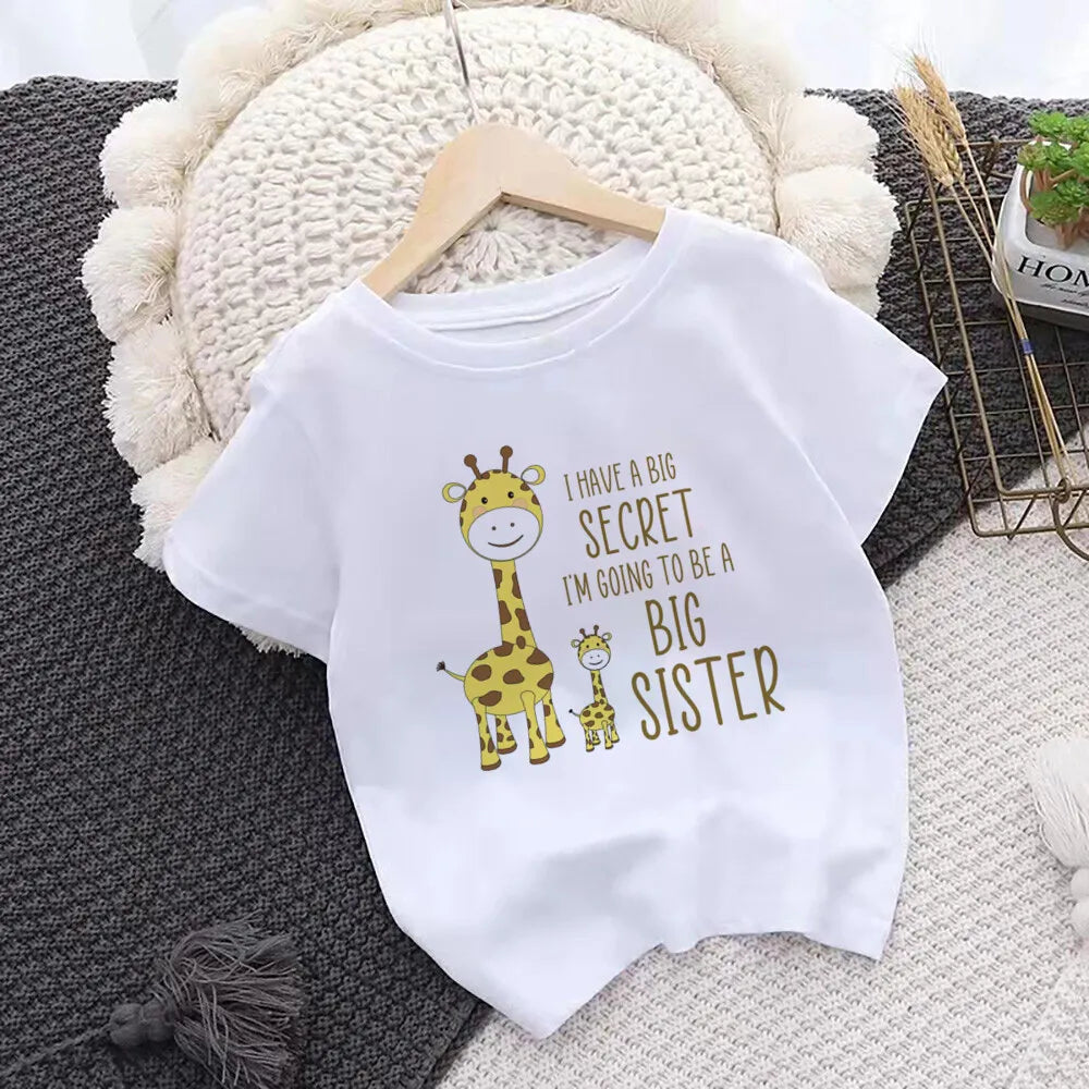 Promoted To Big Sister Kids T-Shirt Childrens T Shirt Baby Announcement Top Toddler Tshirt Summer Clothes Girls Short Sleeve Tee