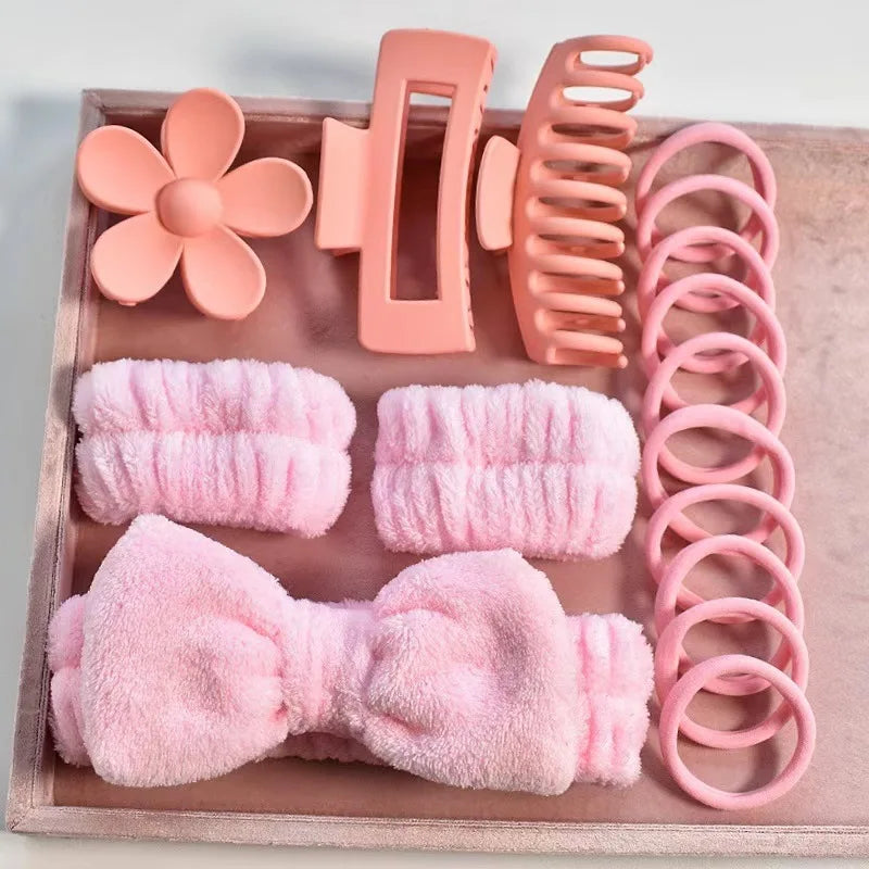 Wash Face Headbands For Women Coral Fleece Hair Bands Cuff Waterproof Bands Absorbent Wristbands Head Band Hair Accessories Set