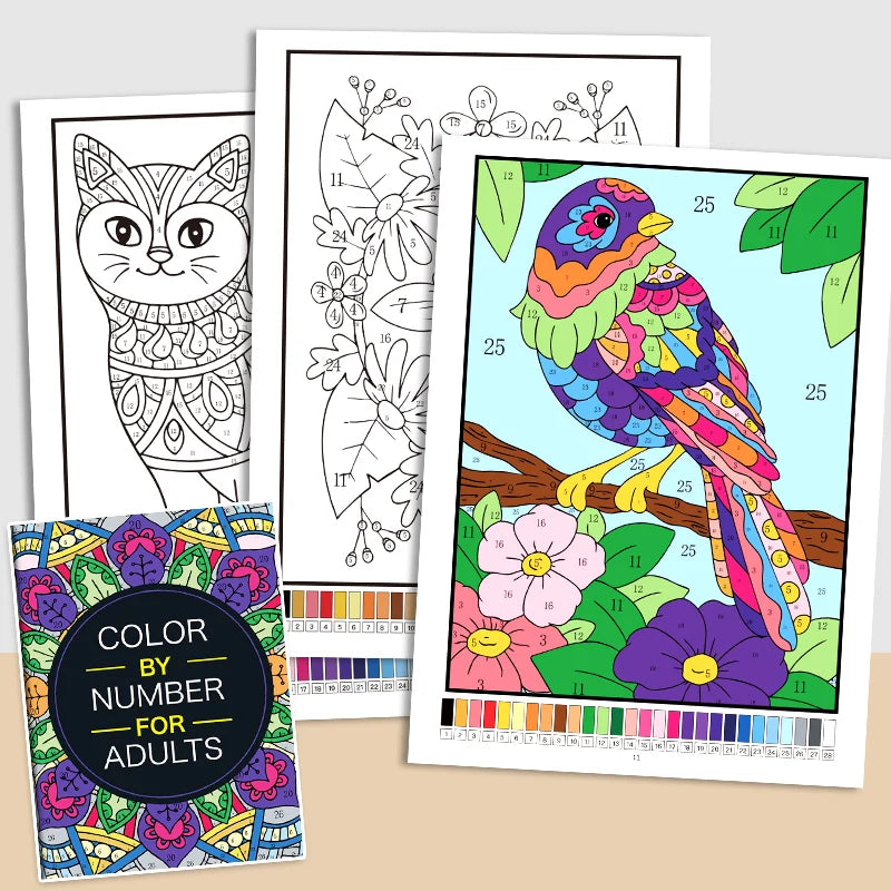 Color by Number for Adults Coloring Book 32 Pages Floral Mandala Design Stress Relief Relaxation Therapy Activity Book