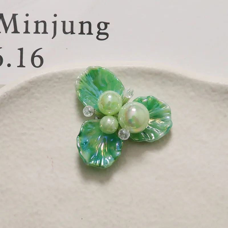 Shoe Decor 1 Piece Handcrafted Crystal Beaded Triple Petal Flower Iridescent DIY for Jelly Clog Sandals Princess Korean Style