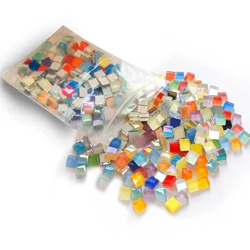 50pcs 1cm Creative Art Mixed Color Mosaic Pieces Crystal Multi Blend Color Option DIY Handmade Coaster Material Vase Course