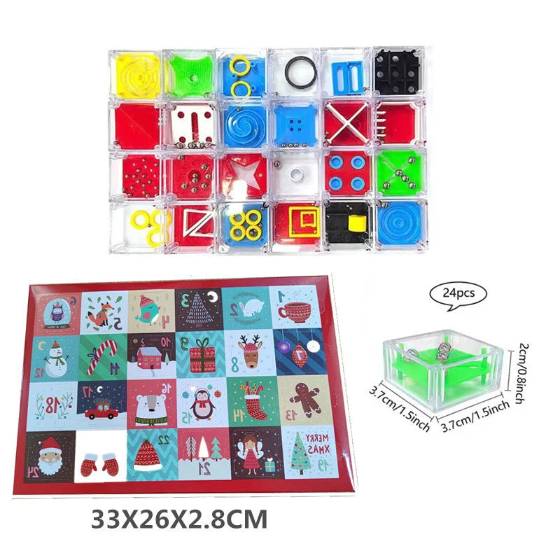 2025 Christmas Puzzle Advent Calendar Blind Box 24 Day Countdown Maze Game Creative Educational Toy Gift For Kids Holiday Decor
