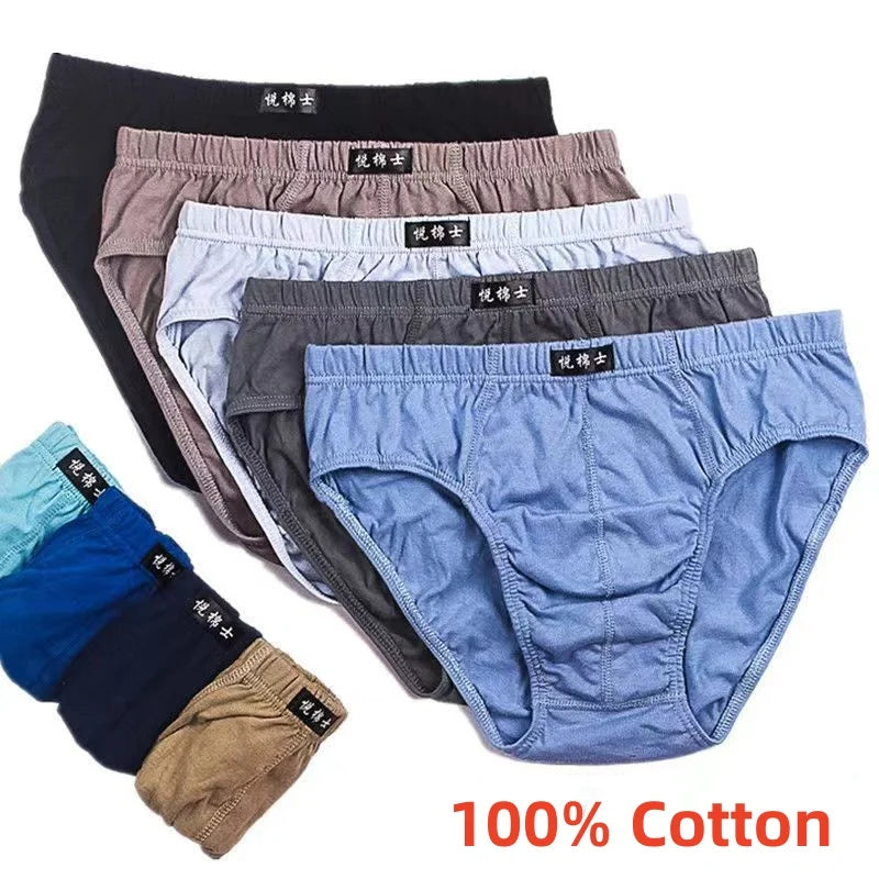 5 Pack Men's Cotton Briefs Underwear - Soft Breathable Boxer Shorts for Men (S-6XL) - Daily Comfort Underpants