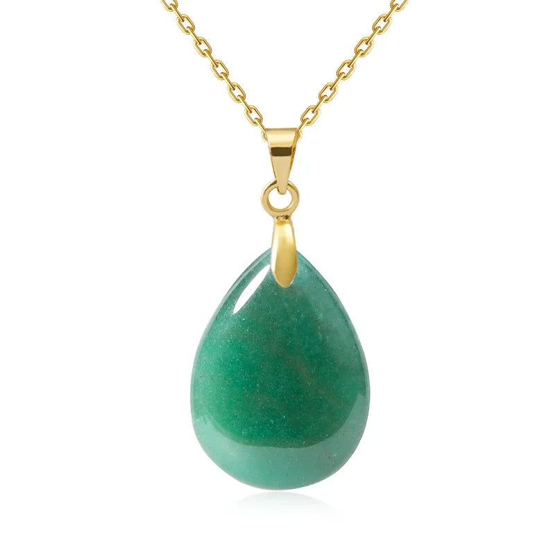 Natural Stone Crystal Pendant Teardrop Fashion Necklace For Diy Necklace Earrings Making Jewelry Christmas Friendship Gift