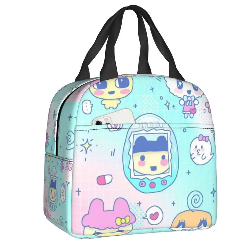 Custom Tamagotchies Cartoon Insulated Lunch Tote Bag for Women Resuable Cooler Thermal Bento Box Kids School Children