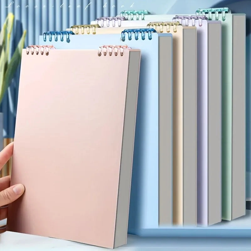 5 Pcs Loose Leaf Notebooks Set - Pink Blue Color Reusable Binder Notebooks with Detachable Pages