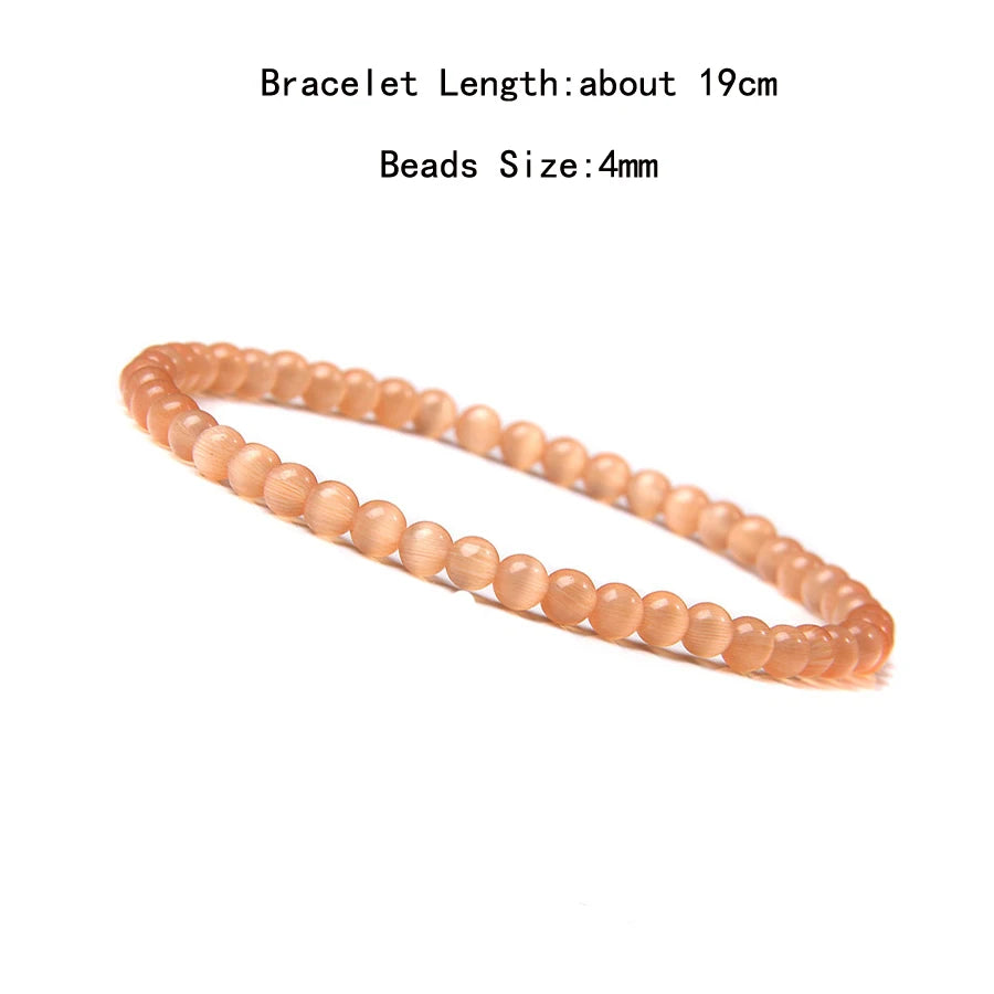 4mm Quartz Agate Bead Natural Stone Beaded Bracelet Lava Rock Tiger Eye Black Onyx Crystal Women Men Yoga Healing Chakra Jewelry