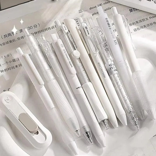 5Pcs Minimalist Transparent 0.5mm Gel Pens Set Large Capacity Quick-Drying Black Ink Pen Fashion Office Signature Pen