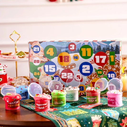 Slime Advent Calendar – 24-Day Christmas Dessert Theme Slime Kit for Kids