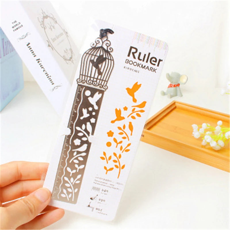 4 pcs/lot Cute Kawaii Creative Horse Birdcage Hollow Metal Bookmark Ruler For Student Gift School Supplies