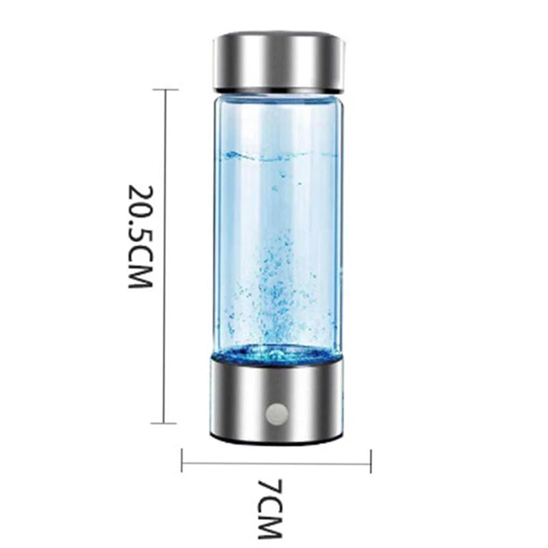 Hydrogen Water Bottle, Portable Hydrogen Water Ionizer Machine Generator Rechargeable Hydrogen Rich Water Glass Health Cup