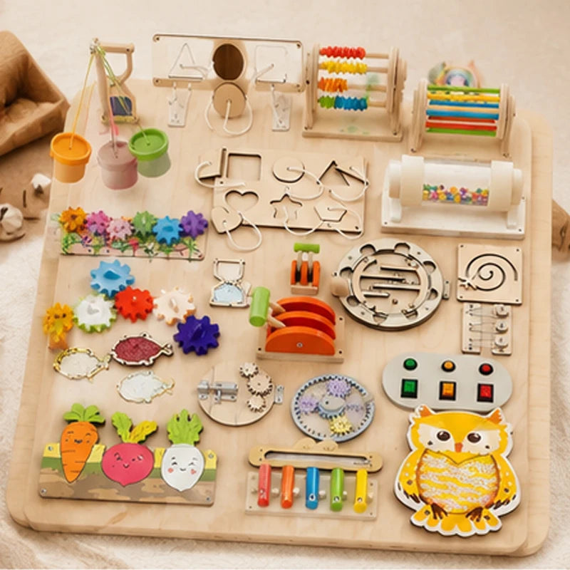 Premium Montessori Busy Board Accessories  Sensory Fine Motor Skills Educational Toys | Wooden Activity Kit For  Preschoolers