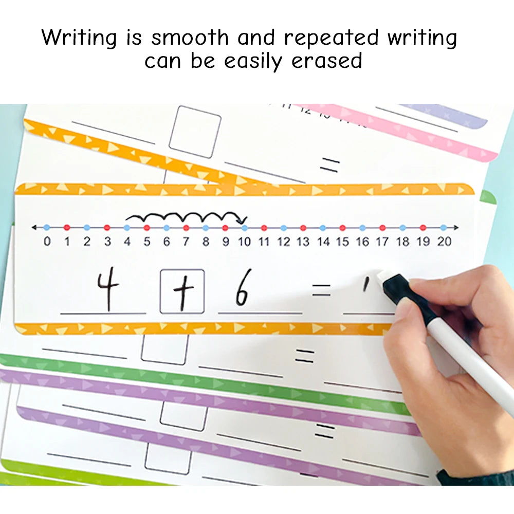 16Pcs Educational Dry Erase Number Line Cards for Kids Addition & Subtraction Math Manipulative Game for Kindergarten Learning