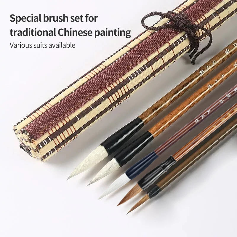 Chinese Calligraphy Brush Set – Beginner Kit with Felt, Bamboo Roll & Rice Paper