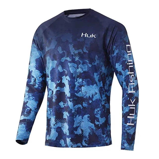 HUK Fishing Shirt Long Sleeve Uv Protection Man Outdoor Summer Fishing Clothing Performance Jersey Men's Fishing Apparel UPF 50+