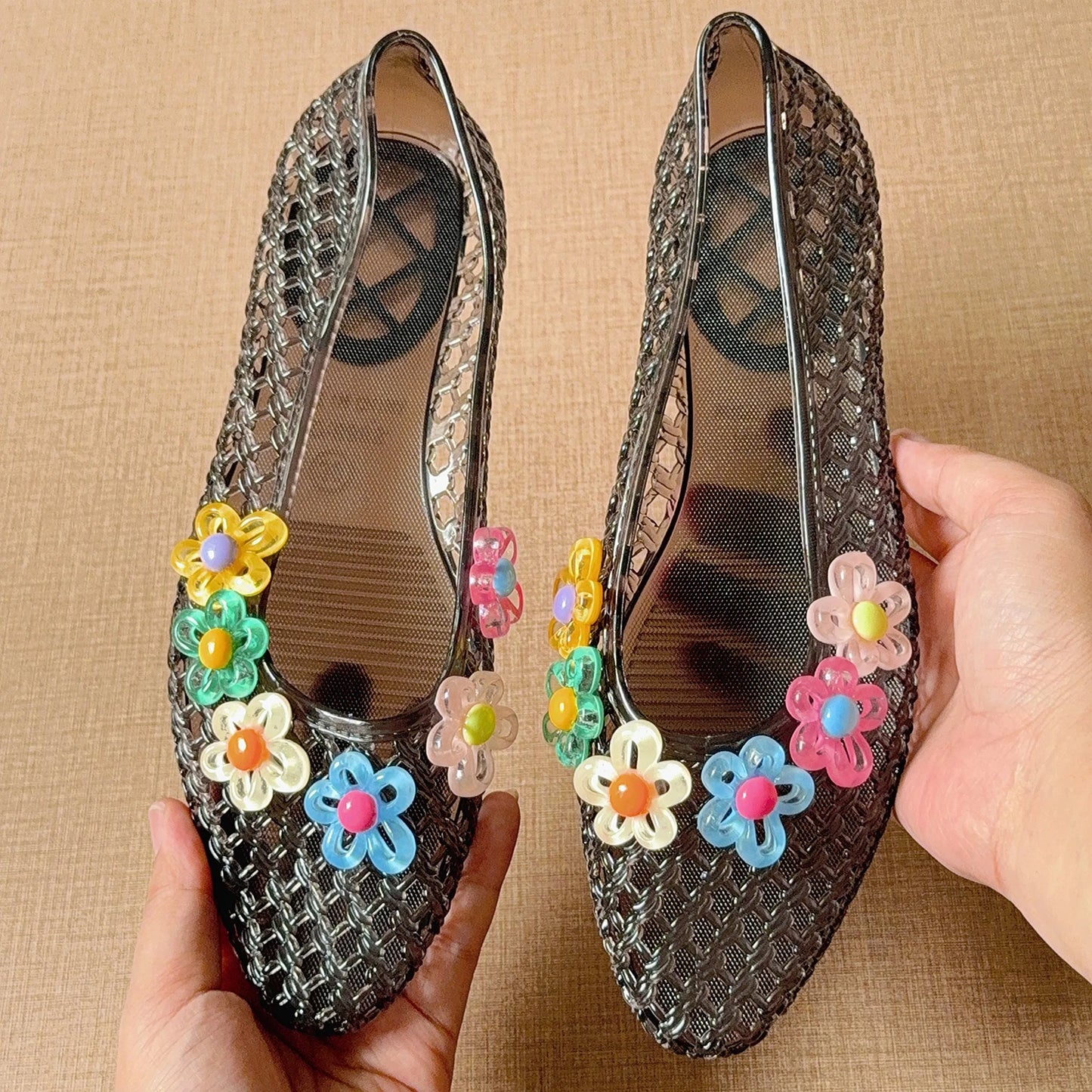 Summer Women Flat Korean Jelly Shoes Ins Outdoor Versatile Sweet Casual Clogs Outdoor Daily Commuter Travel Sandals