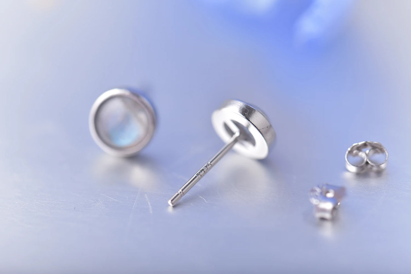 ITSMOS Geometric Labradorite Sterling Silver Earrings Round Retro Natural Gemstone Studs Luxury Wedding Jewelry for Women