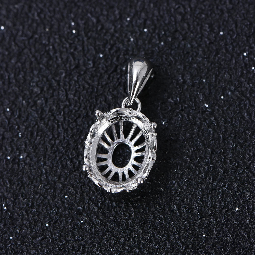 5*7-12*16mm Pendant Blank Open Bezel Setting, S925 Sterling Silver Four-Prong Exquisite Lace Style Pendant Base