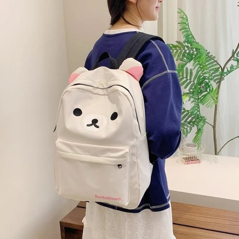Kawaii Cute Bear Rilakkumas Backpack Large Capacity Anime Cartoon Backpack Stylish Student School Bag Shoulder Bags Schoolbag