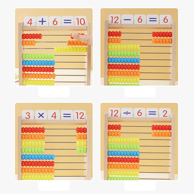 Wooden Counting Toy Abacus Montessori Education Math Toy Children Rainbow Counting Beads Addition Subtraction Operation Learning