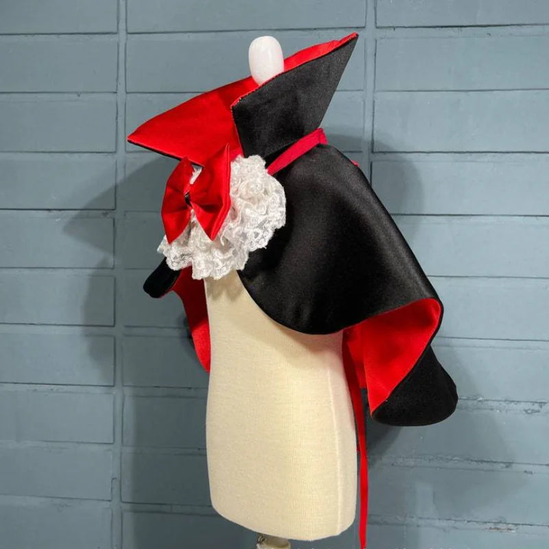 Vampire Cape for Dogs – Red & Black Halloween Pet Costume for Small & Medium Dogs, S–XXL