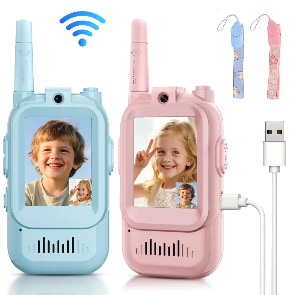 Video Walkie Talkies for Kids 2 Pack Rechargeable Intercom Walkie-talkie Cute 2 Inch Screen One-Click Call Child Video Intercom