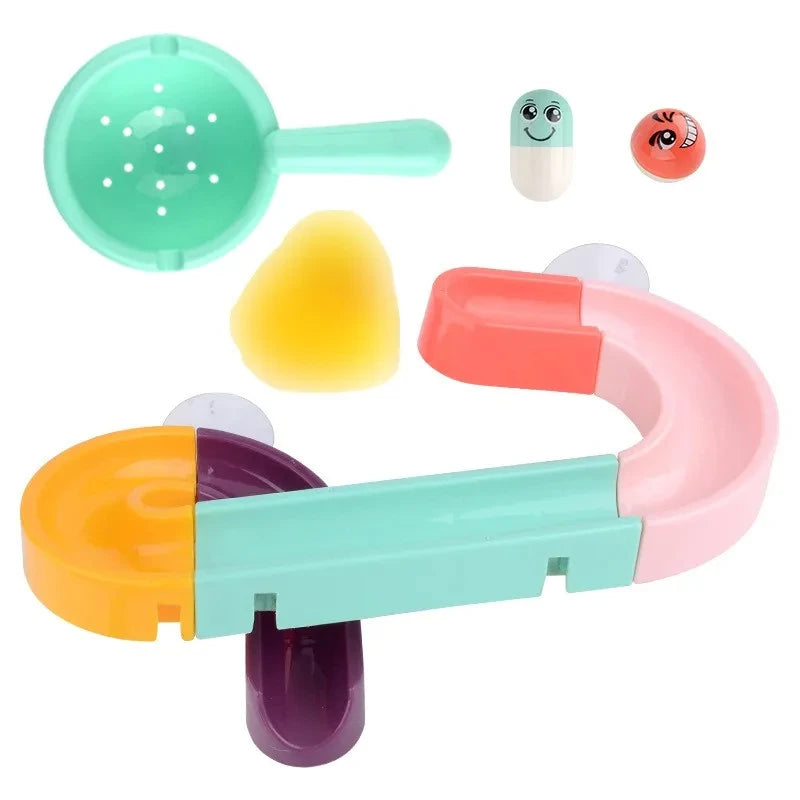 Children's Baby Duck Slide Bath Toys DIY Marble Assembly Track Stackable Bathtub Bath Track Water Game Toy Set Kids Gifts
