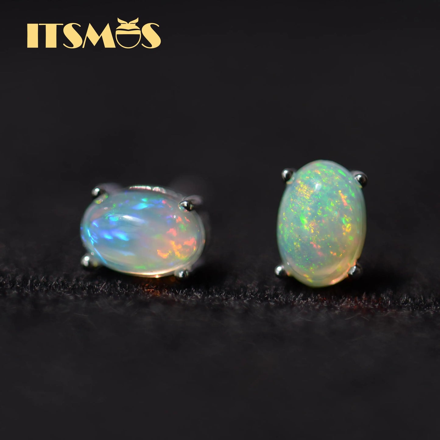ITSMOS Natural Stone Opal Earrings s925 Silver Lucky Hope Elf Studs Earring Lover Colorful Jewerly for Women Gift  High Quality
