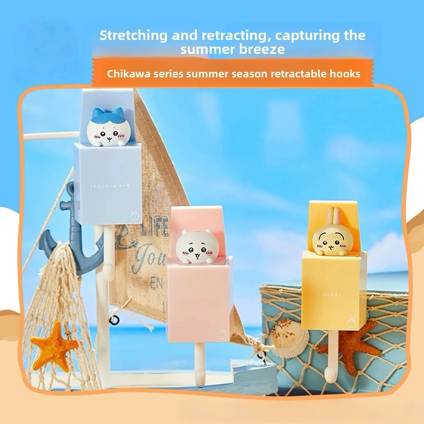 Series Summer Season Retractable Hook Minisos Cute Cartoon Hachiwera Usagi Chii Prompt Goods Nagano Home Essentials