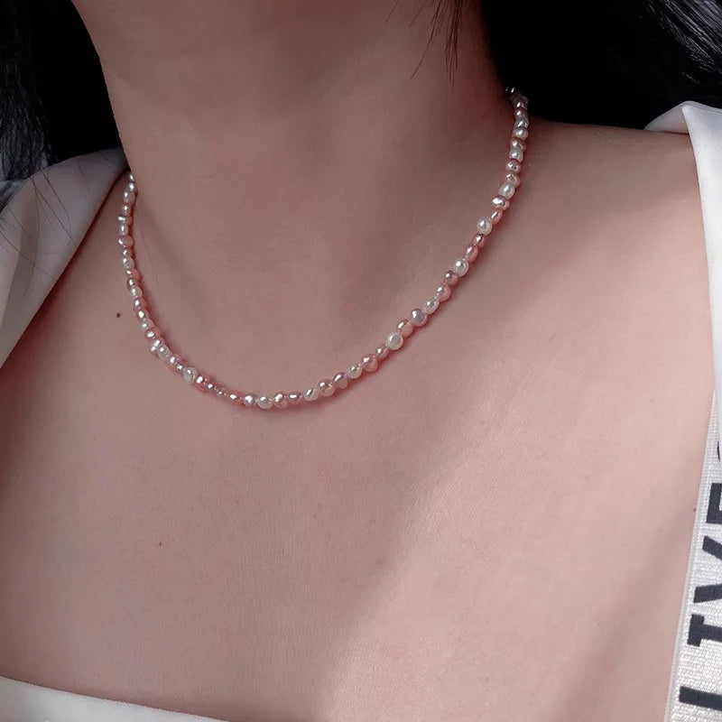 s925 silver candy color natural freshwater baroque pearl necklace accessories jewelry