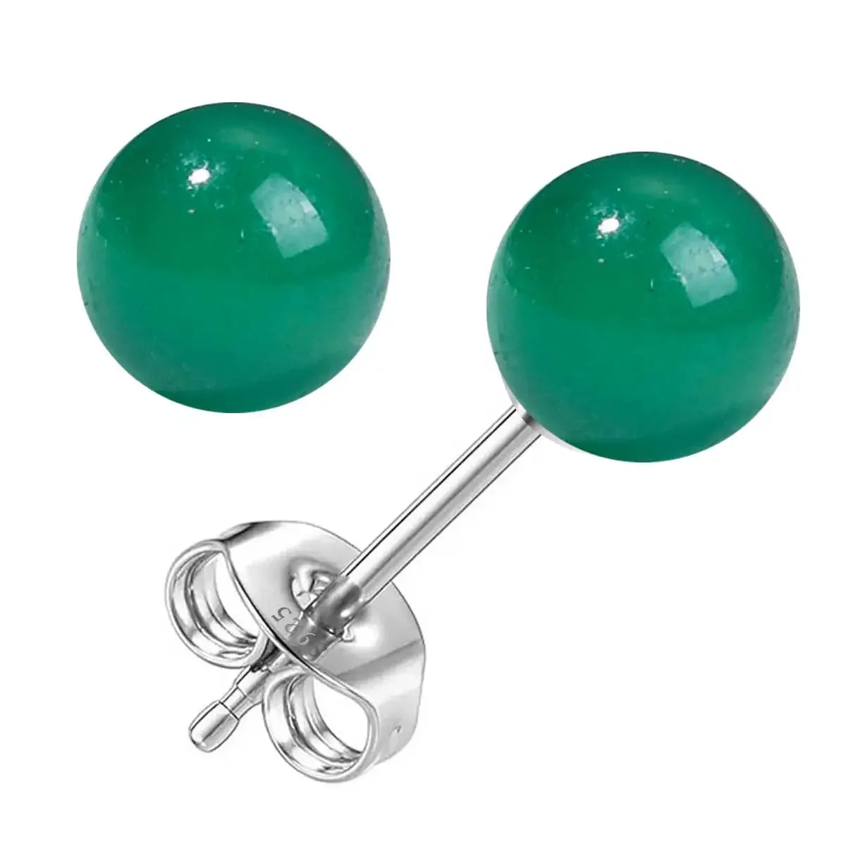 6mm Stone Beads Natural Stone Earrings Earring Stud 925 Sterling Silver Jewelry For Women Party Women's S925 Silver Earrings