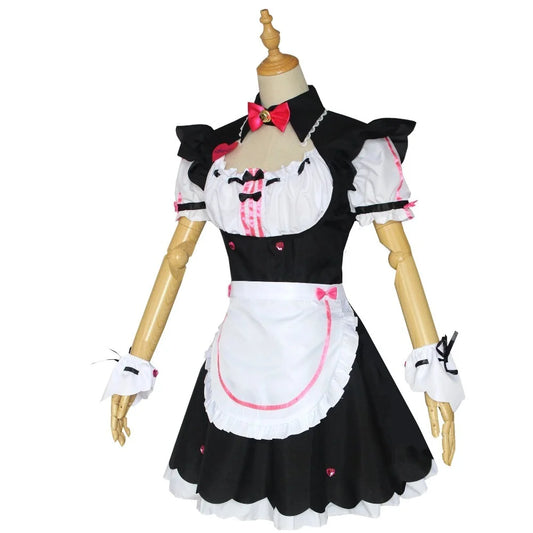 NEKOPARA Cosplay Chocola Vanilla Cosplay Maid Dress  Women Girls Full Set  Cute Lolita Halloween Party Outfits with Wig