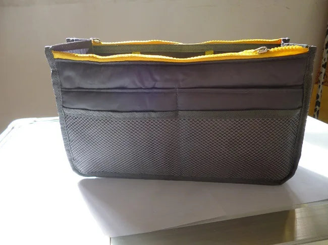 Women Cosmetic Organizer Bag Nylon Travel Insert Organizer Handbag Foldable Large Capacity Insert Bag Liner Makeup Tote