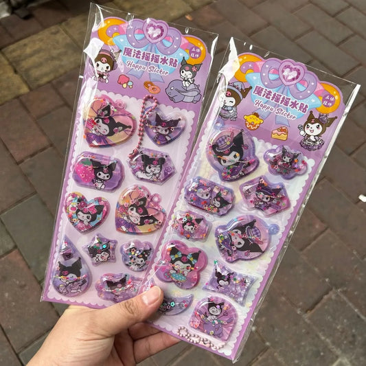 Kuromi My Melody Stitch Stickers Notebook Diary Handbook Decoration Kawaii Sanrio 3D Shake Sticker for School Student Stationery
