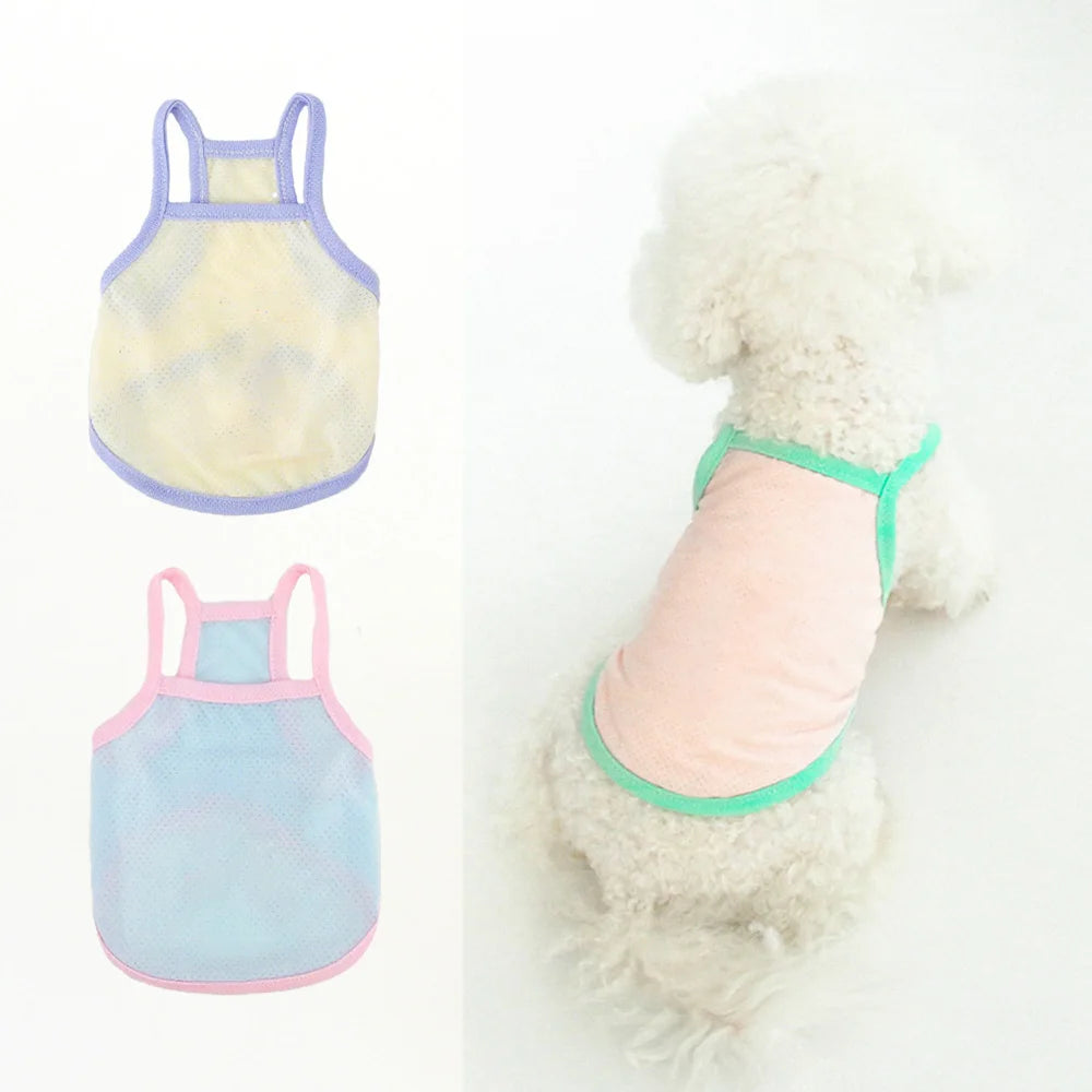 Pet Summer Breathable Ice Silk Cooling Strap Dog Cool and Comfortable Cool Clothes Solid Color Simple Dog Clothes