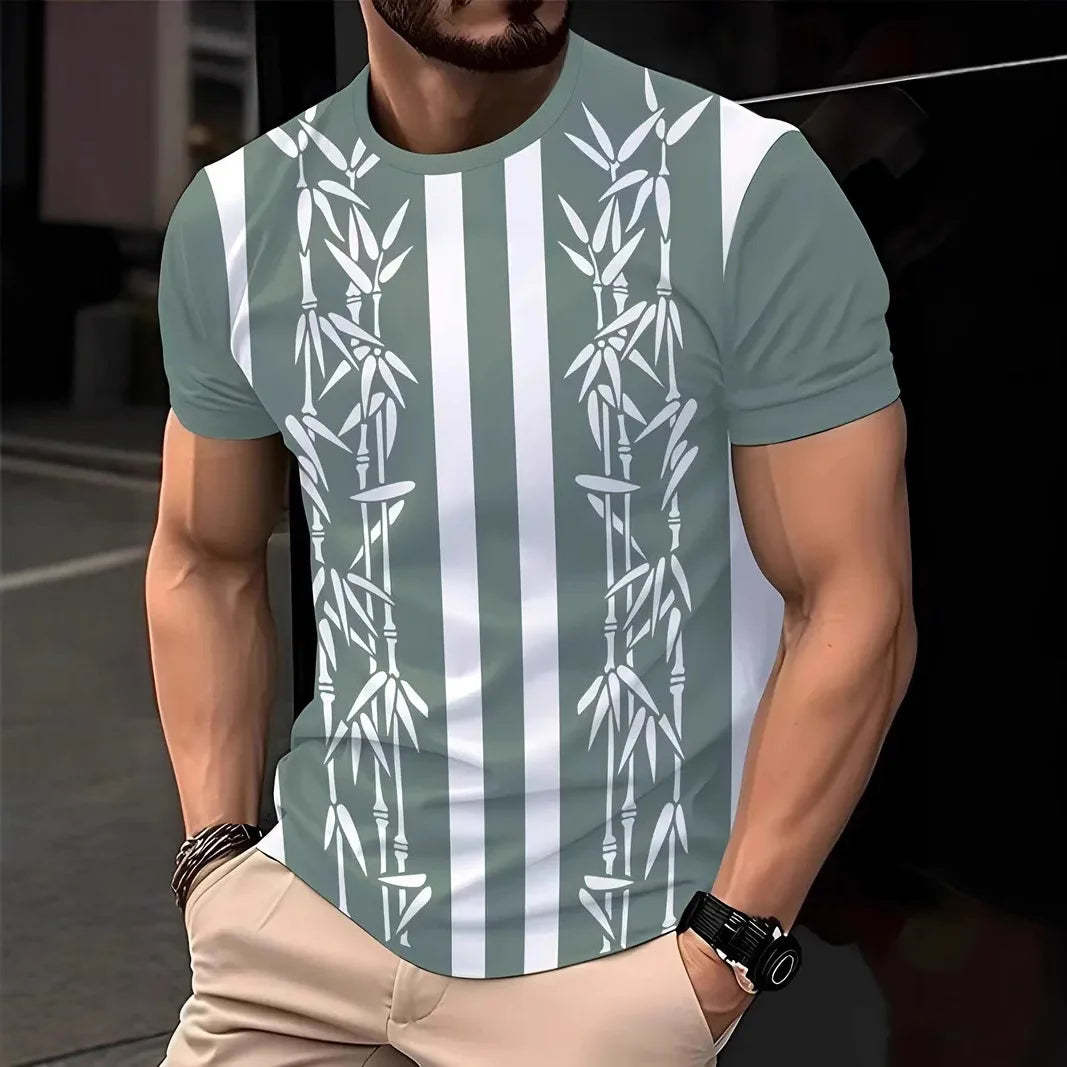 2025 Casual Striped T Shirt For Mens Short Sleeve Tops Oversized T-Shirts O-Neck Pullover Street Men's Shirts Tee Summer Apparel