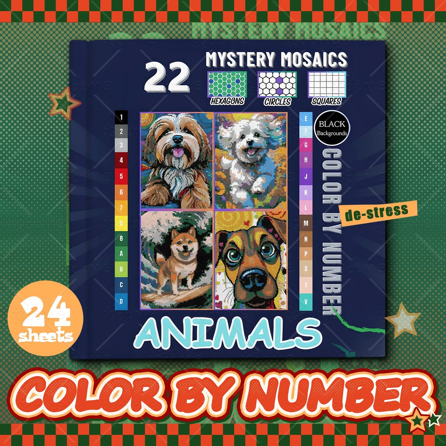 Mystery Mosaics Pixel Animal Coloring Book Relaxation Hand Drawn Book Colorful Graffiti DIY Num Painting Drawing Books
