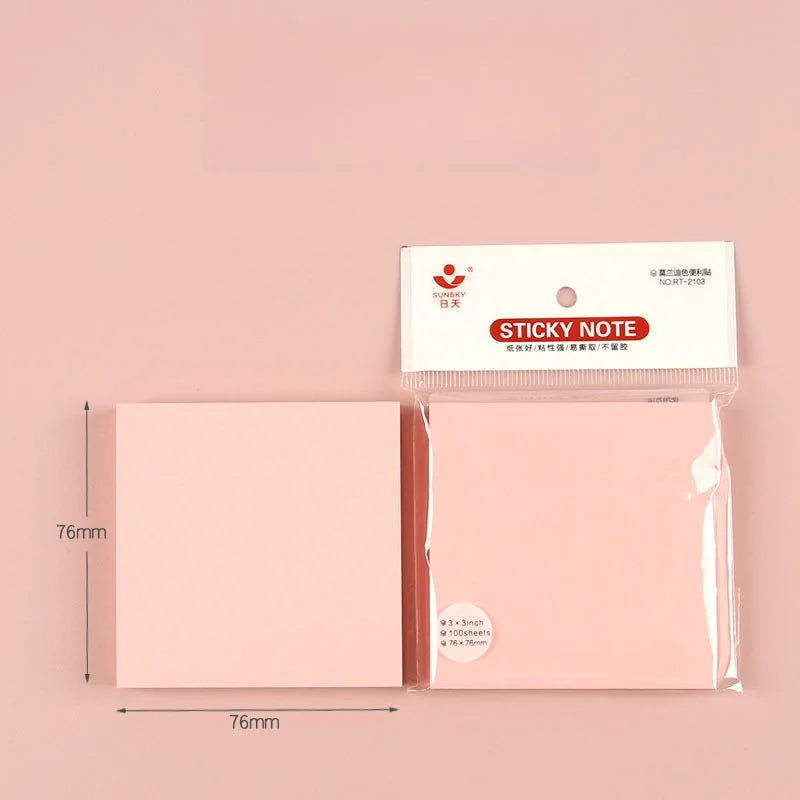 100 Sheets Full Stick Color Sticky Notes Pads Ins Style Memo Notepad Stationery for School Office Message Stickers Posted It