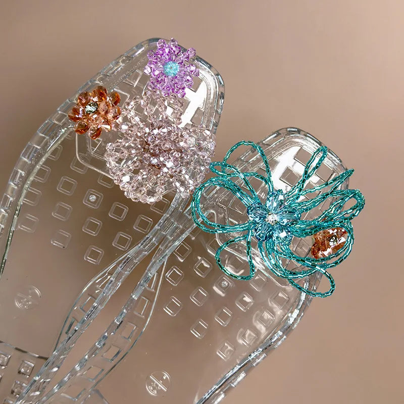 Crystal Handcrafted Beaded Jelly Shoes Shoes Buckles Sandals Accessory DIY Decorative Shoe Flower Slippers Jewelry Accessories