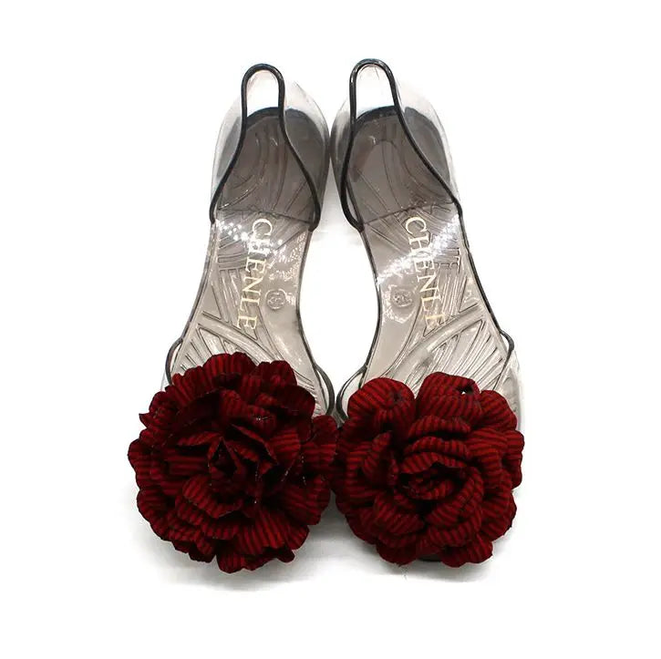 Size 35-41 Women Girls Transparent PVC Jelly Sandals Peep-toe Flats Summer Shoes INS Hot Sales Lace Camellia Flower Slippers