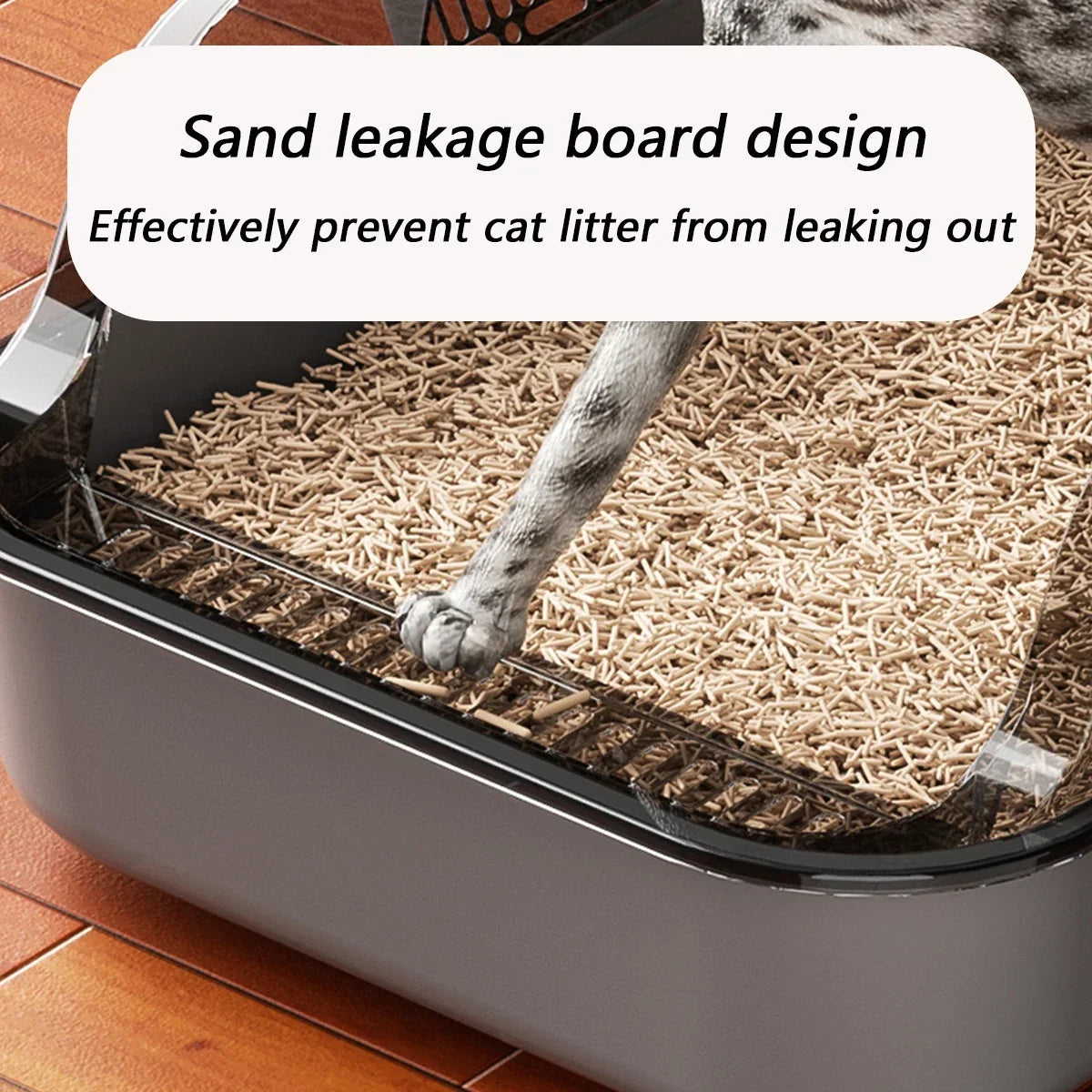Cat Litter Box Thickening Kitty Sandbox Semi-enclosed High Side Splashproof Pet Bedpans with Litter Scoop Cleaning Cat Supplies