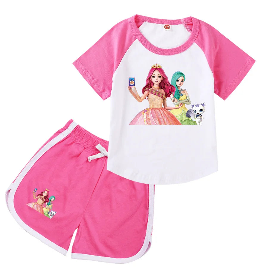 Anime Secret J-Jouju Clothes Kids Cartoon S-Secret Jouju T-shirt Denim Jeans 2pcs Sets Toddler Girls Outfits Children Tracksuits