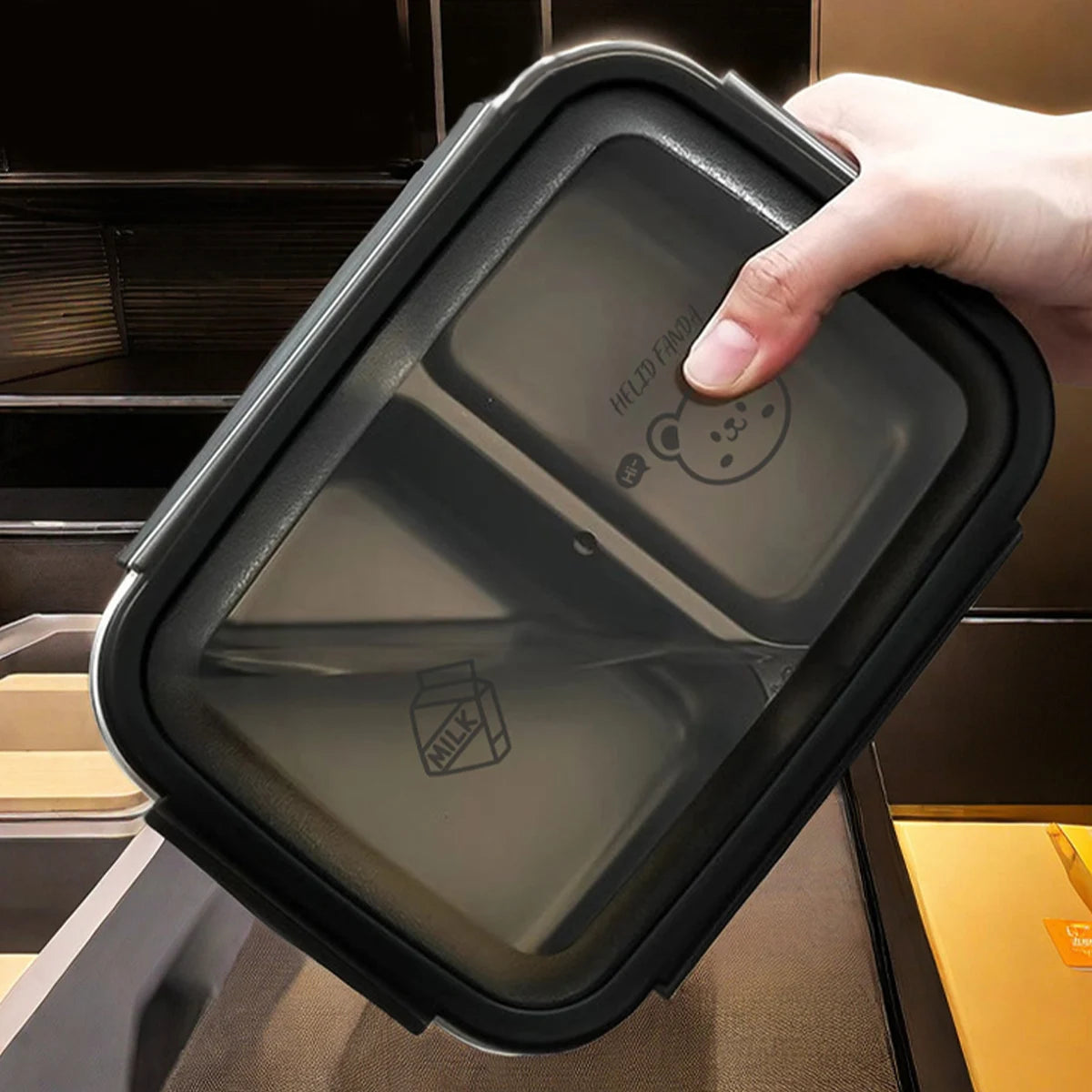 WORTHBUY 2/3 Grids 304 Stainless Steel Lunch Box Portable Leak-proof Food Container Large Capacity Bento Box For Students Adult
