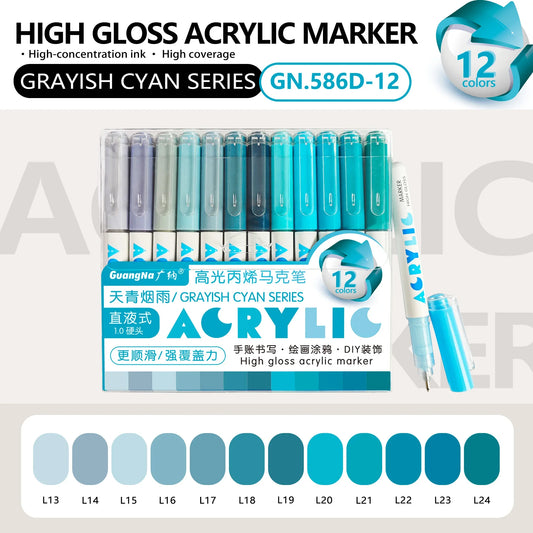 168/12 Colors High Gloss Acrylic Markers Set Premium Acrylic Pens for Wood,Ceramic, DIY Crafts Making Art Supplies Drawing