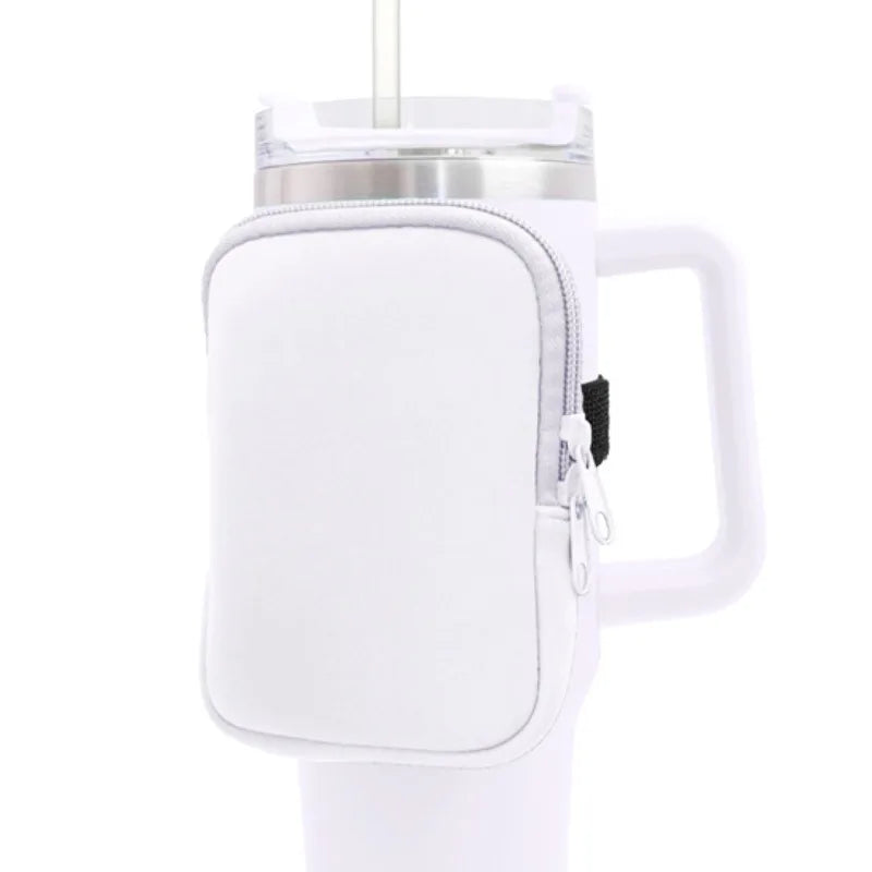 Water Bottle Pouch for For Stanley Cup 40oz/20oz/30oz Water Bottle Caddy Neoprene Tumbler Bag for Cards Keys Wallet Earphone