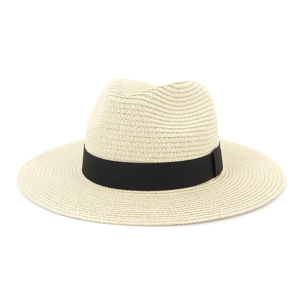 Large Size 60CM Summer Panama Hats For Women Men Wide Brim Beach Jazz Hat Cooling Ladies Sun Straw Hat